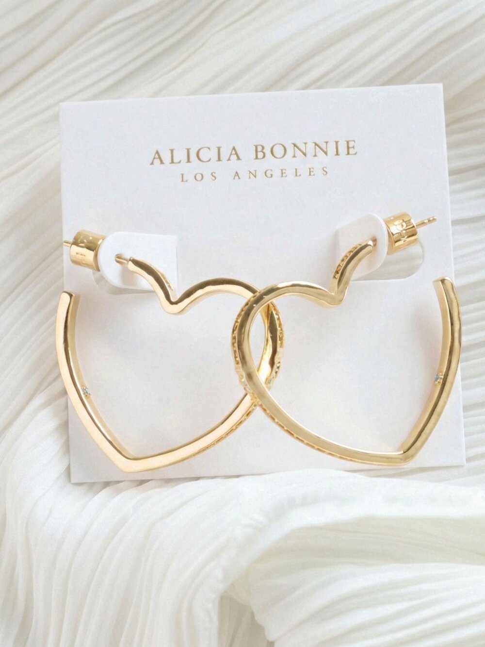 Amora Gold Crystal Hoop Earrings by Alicia Bonnie